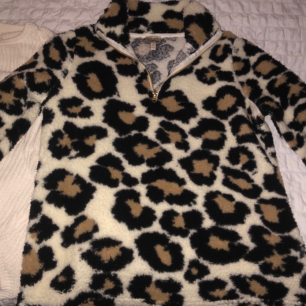 Half zip animal print fleece